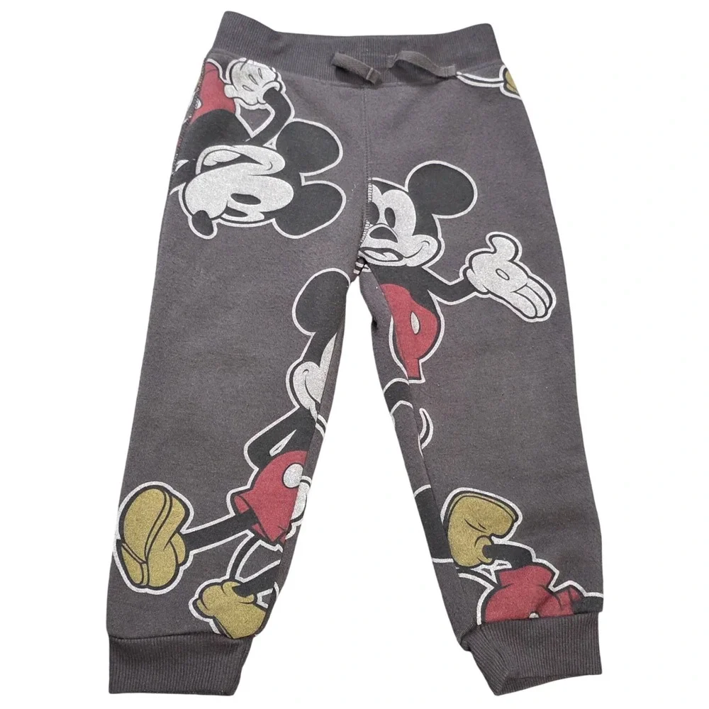 Disney‎ Junior Mickey Mouse Jogger Sweatpants Boy's Size 2T Gray Graphic Print
